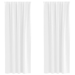 Rideaux occultants avec anneaux 2 pcs Blanc pur 225 x 140 cm 558792558792
