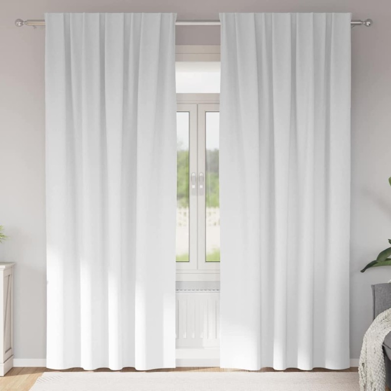 Rideaux occultants avec anneaux 2 pcs Blanc pur 245 x 140 cm 558793558793