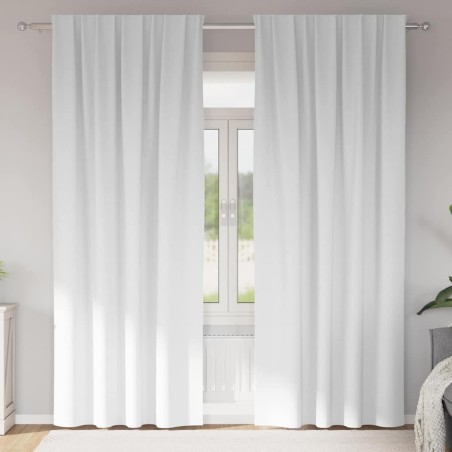 Rideaux occultants avec anneaux 2 pcs Blanc pur 245 x 140 cm 558793558793