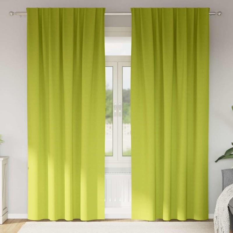 Rideaux occultants avec anneaux 2 pcs Vert 260 x 140 cm 558797558797
