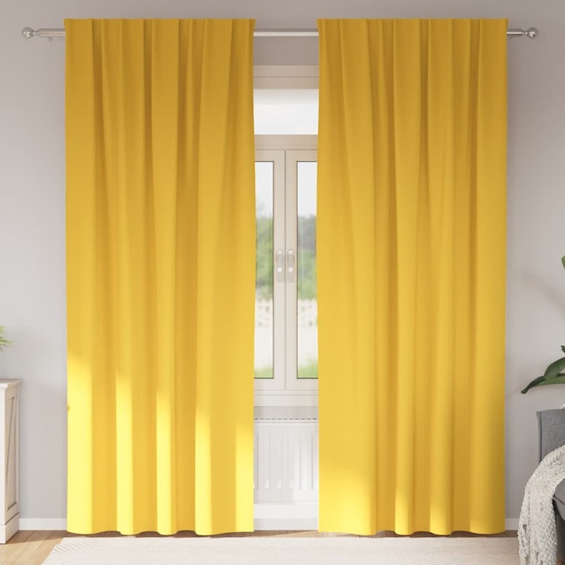 Rideaux occultants avec anneaux 2 pcs Jaune moutarde 558810558810