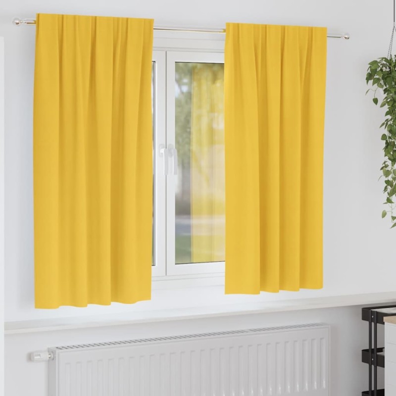 Rideaux occultants avec anneaux 2 pcs Jaune moutarde 558812558812