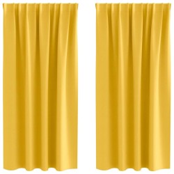 Rideaux occultants avec anneaux 2 pcs Jaune moutarde 558812558812