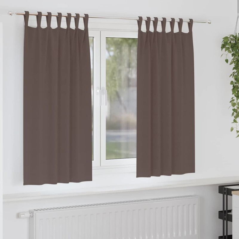 Rideaux occultants avec anneaux 2 pcs Marron foncé 175 x 140 cm 558817558817