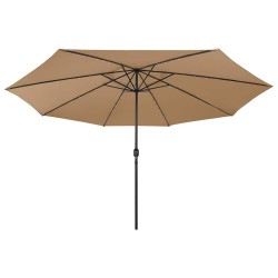 Parasol de jardin avec lumières LED et mât en métal 400cm taupe 558818558818