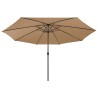 Parasol de jardin avec lumières LED et mât en métal 400cm taupe 558818558818