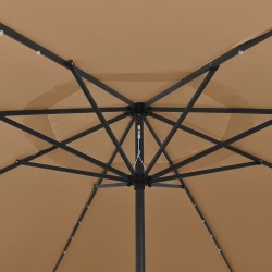 Parasol de jardin avec lumières LED et mât en métal 400cm taupe 558818558818