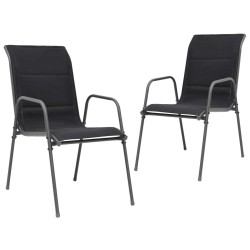 Chaises empilables de jardin lot de 2 Acier et textilène Noir 558820558820