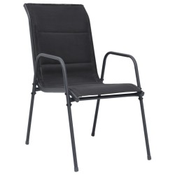 Chaises empilables de jardin lot de 2 Acier et textilène Noir 558820558820