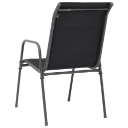Chaises empilables de jardin lot de 2 Acier et textilène Noir 558820558820