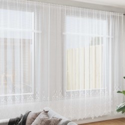 Rideau en Dentelle Floral Blanc 260 x 600 cm Polyester 558829558829