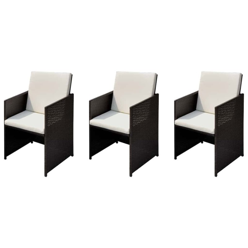 Chaises de jardin 3 pcs Marron 56 x 52 x 87 cm Poly rotin 558834558834