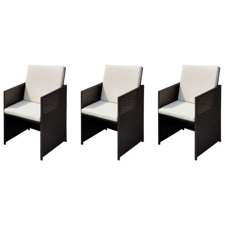 Chaises de jardin 3 pcs Marron 56 x 52 x 87 cm Poly rotin 558834558834