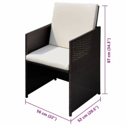 Chaises de jardin 3 pcs Marron 56 x 52 x 87 cm Poly rotin 558834558834