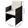 Chaises de jardin 3 pcs Marron 56 x 52 x 87 cm Poly rotin 558834558834