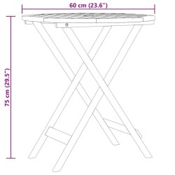 Table de jardin pliable Ø60x75 cm Bois d'eucalyptus solide 558836558836