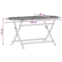Table pliable de jardin 160x85x75 cm Bois d'eucalyptus massif 558837558837