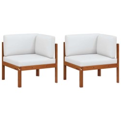 Canapés d'angle de jardin 2 pièces avec coussins Bois d'acacia et corde 558838558838