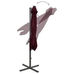 Parasol de jardin en porte-à-faux avec mât et lumières LED 558842558842