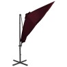 Parasol de jardin en porte-à-faux avec mât et lumières LED 558842558842