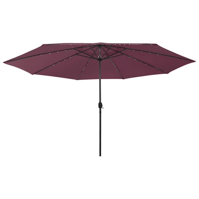 Parasol de jardin avec lumières LED mât en métal rouge bordeaux 558843558843