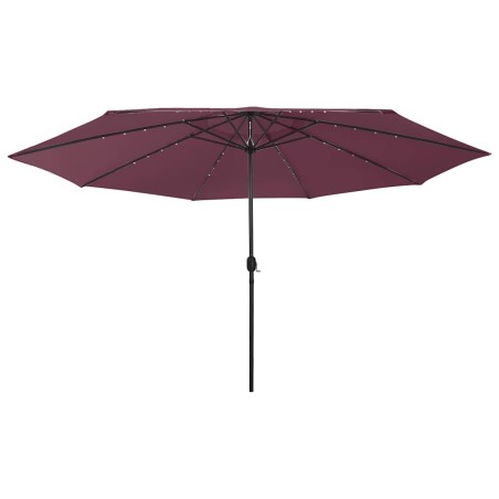 Parasol de jardin avec lumières LED mât en métal rouge bordeaux 558843558843