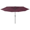 Parasol de jardin avec lumières LED mât en métal rouge bordeaux 558843558843