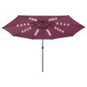 Parasol de jardin avec lumières LED mât en métal rouge bordeaux 558843558843