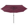 Parasol de jardin avec lumières LED mât en métal rouge bordeaux 558843558843