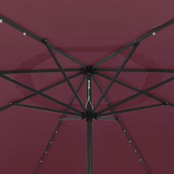 Parasol de jardin avec lumières LED mât en métal rouge bordeaux 558843558843