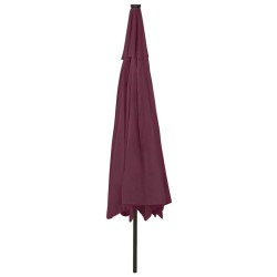 Parasol de jardin avec lumières LED mât en métal rouge bordeaux 558843558843