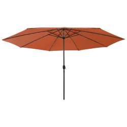 Parasol de jardin avec lumières LED et mât en métal terre cuite 558844558844