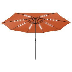 Parasol de jardin avec lumières LED et mât en métal terre cuite 558844558844