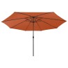 Parasol de jardin avec lumières LED et mât en métal terre cuite 558844558844