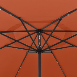Parasol de jardin avec lumières LED et mât en métal terre cuite 558844558844