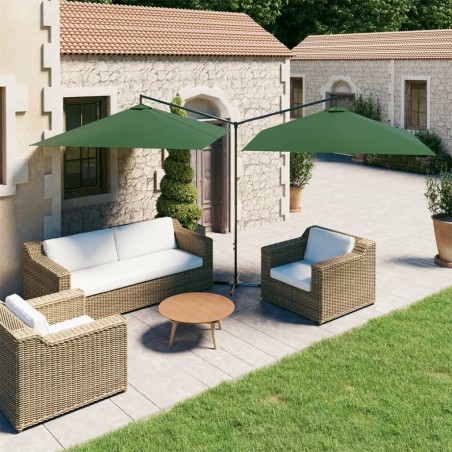Parasol de jardin double avec mât en acier Vert 600x300 cm 558861558861