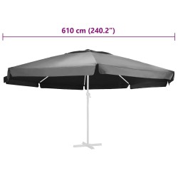 Tissu de remplacement pour parasol d'extérieur Anthracite 610cm 558862558862