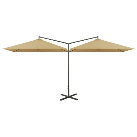 Parasol de jardin double avec mât en acier taupe 600x300 cm 558865558865