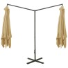 Parasol de jardin double avec mât en acier taupe 600x300 cm 558865558865