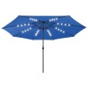 Parasol de jardin avec lumières LED et mât en métal bleu azuré 558871558871