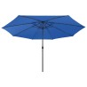 Parasol de jardin avec lumières LED et mât en métal bleu azuré 558871558871