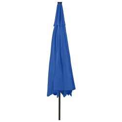 Parasol de jardin avec lumières LED et mât en métal bleu azuré 558871558871