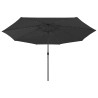 Parasol de jardin avec lumières LED et mât en métal 400 cm noir 558872558872