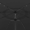 Parasol de jardin avec lumières LED et mât en métal 400 cm noir 558872558872