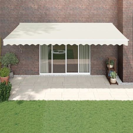 Auvent rétractable crème 5x3 m tissu et aluminium 558875558875