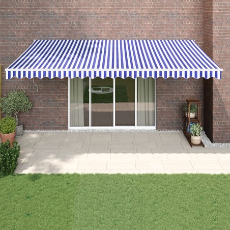 Auvent rétractable bleu et blanc 5x3 m tissu et aluminium 558876558876
