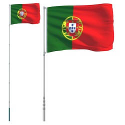 Drapeau du Portugal et mât 5,5 m Aluminium 558877558877