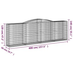 Paniers à gabions arqués 3 pcs 400x50x120/140 cm Fer galvanisé 558895558895