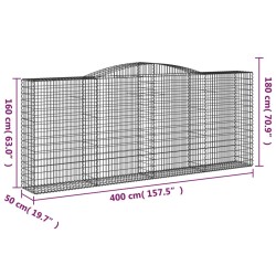 Paniers à gabions arqués 2 pcs 400x50x160/180 cm fer galvanisé 558931558931