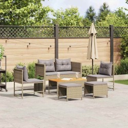 Ensemble de canapé de jardin 6 pcs Beige et Gris clair 558934558934